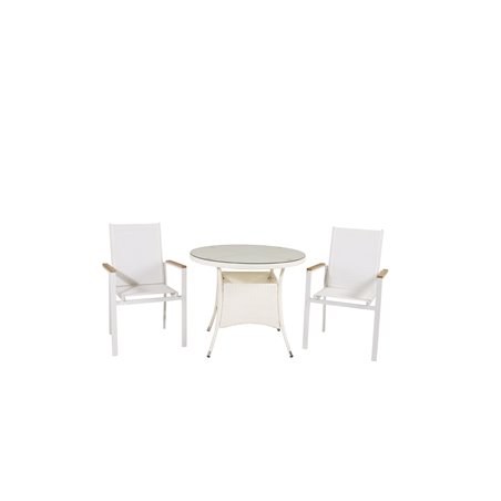 Volta Table 90 - White/Glass, Texas Chair - Valkoinen/Teak_2