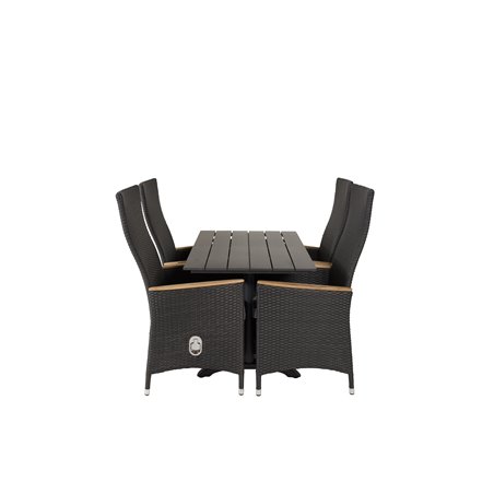 Denver 70*120 Black/Black, Padova Chair (Recliner) - Black/Teak_4