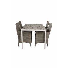 Break Table 150*90 - White/Grey, Malin Armchair - Grey/Grey_4