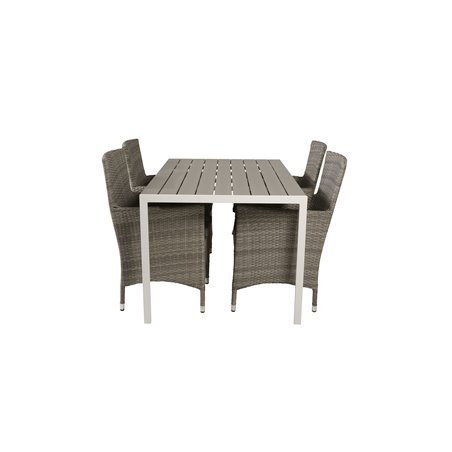 Break Table 150*90 - White/Grey, Malin Armchair - Grey/Grey_4