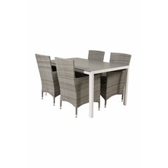 Break Table 150*90 - White/Grey, Malin Armchair - Grey/Grey_4