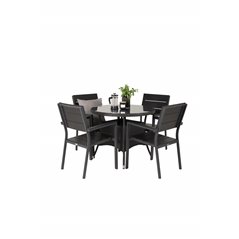 Volta Table ø 90 - Black/Glass, Levels Chair