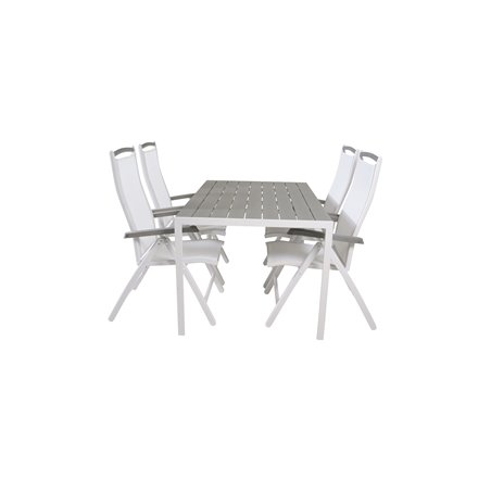 Break Table 150*90 - White/Grey, Albany 5:pos Stol - Vit Aluminium/vit textilene/aintwood_4