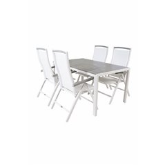 Break Table 150*90 - White/Grey, Albany 5:pos Stol - Vit Aluminium/vit textilene/aintwood_4