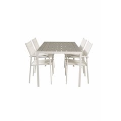 Break Table 150*90 - White/Grey, Santorini Arm Chair (Stackable) - White Alu / White Textilene_4