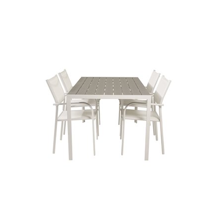 Break Table 150*90 - White/Grey, Santorini Arm Chair (Stackable) - White Alu / White Textilene_4