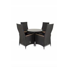 Volta Table ø 90 - Black/Glass, Padova Chair - Black/Teak_4