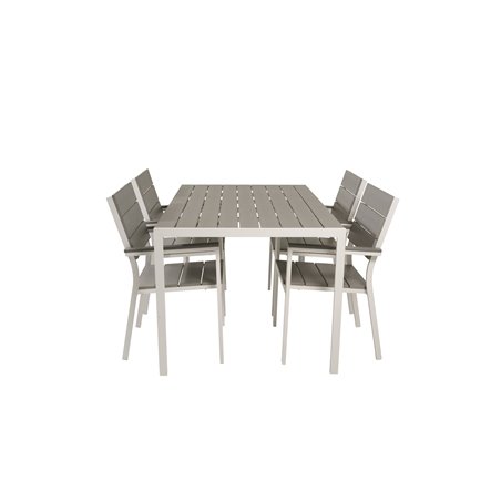 Break Table 150*90 - White/Grey, Levels Chair (stackable) - White Alu / Grey Aintwood_4