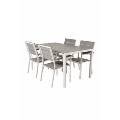 Break Table 150*90 - White/Grey, Levels Chair (stackable) - White Alu / Grey Aintwood_4