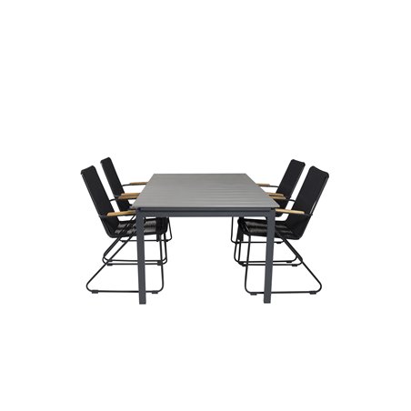 Levels Table 160/240 - Black/Grey, Bois Armchair - Black Alu / Black Rope / Acacia_4