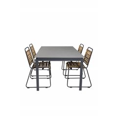 Levels Table 160/240 - Black/Grey, Bois Dining Chair - Black Alu / Acacia_4