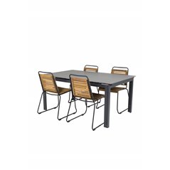 Levels Table 160/240 - Black/Grey, Bois Dining Chair - Black Alu / Acacia_4