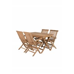 Kenya Dining Table 120*70*H75 - Teak, Kenya Folding Chair - With Armrest - Teak_4