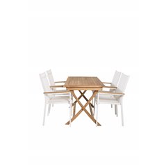 Kenya Dining Table 120*70*H75 - Teak, Texas Chair - White/Teak_4