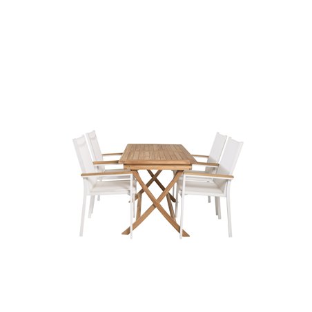 Kenya Dining Table 120*70*H75 - Teak, Texas Chair - White/Teak_4