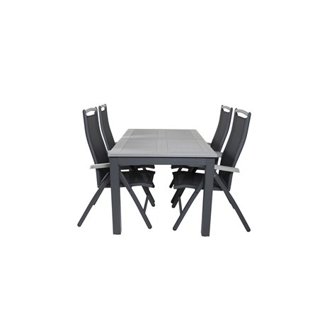 Albany Table - 152/210 - Black/Grey+Albany 5:pos Chair - Black/Black_4