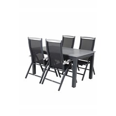 Albany Table - 152/210 - Black/Grey+Albany 5:pos Chair - Black/Black_4