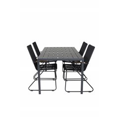 Break Table 150*90 - Black/Black, Bois Armchair - Black Alu / Black Rope / Acacia_4