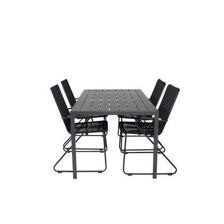 Break pöytä 150*90 – Black/Black, Bois Armchair – Black Alu/Black Rope