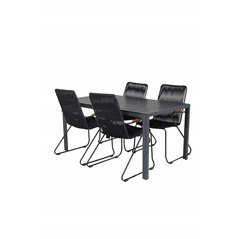 Break Table 150*90 - Black/Black, Bois Armchair - Black Alu / Black Rope / Acacia_4