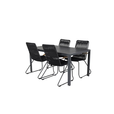 Break pöytä 150*90 – Black/Black, Bois Armchair – Black Alu/Black Rope