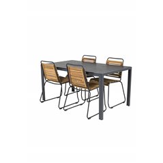 Break Table 150*90 - Black/Black, Bois Dining Chair - Black Alu / Acacia_4