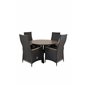 Llama Round Dining Table 120 - Black Alu / Brown HPL, Padova Chair