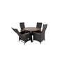 Llama Round Dining Table 120 - Black Alu / Brown HPL, Padova Chair