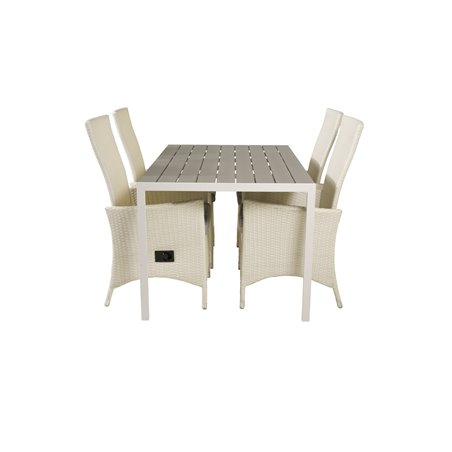 Break Table 150*90 - White/Grey, Padova Chair (Recliner) - White/Grey_4