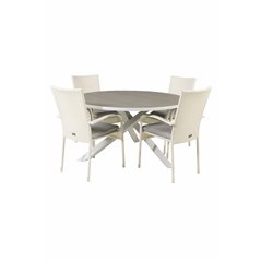 Parma Table ø 140 - White/Grey, Anna Chair - White_4