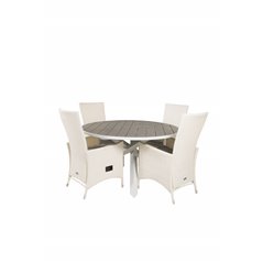 Parma Table ø 140 - White/Grey, Padova Chair (Recliner) - White/Grey_4