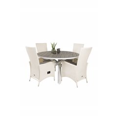 Parma Table ø 140 - White/Grey, Padova Chair (Recliner) - White/Grey_4