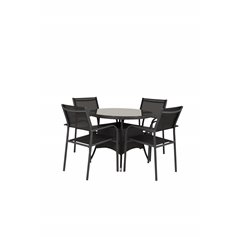 Volta Table 90 - Black/Glass SanTorini Arm Chair Black Alu/Black Textilene (käytetty)