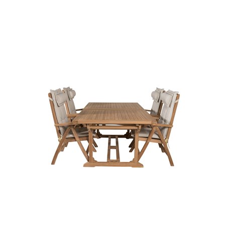 Kenya Dining Table 195/295*110*H75 - Teak, Kenya 5-position Folding Chair - Teak_4