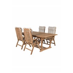 Kenya Dining Table 195/295*110*H75 - Teak, Kenya 5-position Folding Chair - Teak_4