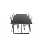 Palace Dining Table - 240*100*H75 - Black / Black, Polar Diamond Dining Chair - Black Legs - Grey Fabric_6 Palace Dining Table - 240*100*H75 - Black / Black, Polar Diamond Dining Chair - Black Legs - Grey Fabric_6