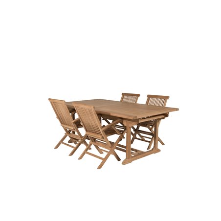 Kenya Dining Table 195/295*110*H75 – Teak, Kenya Folding Chair – With Armrest – Teak_4