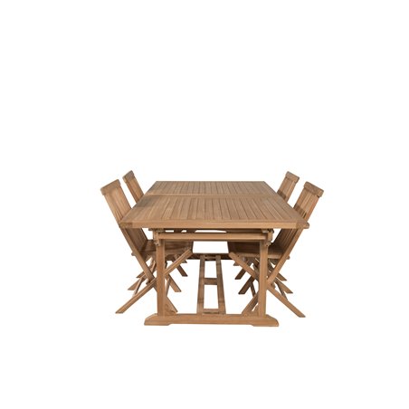 Kenya Dining Table 195/295*110*H75 - Teak, Kenya Folding Chair w/o Armrest - Teak_4