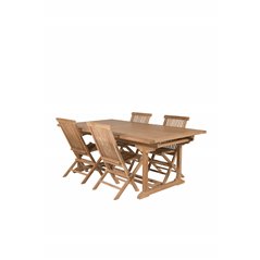 Kenya Dining Table 195/295*110*H75 - Teak, Kenya Folding Chair w/o Armrest - Teak_4