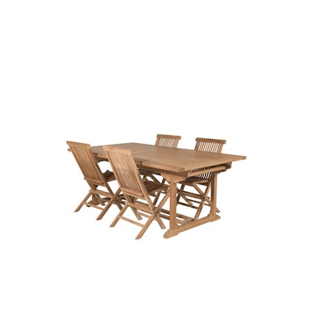 Kenya Dining Table 195/295 *110*H75 - Teak, Kenya Folding Chair W/o Armrest - Teak_4