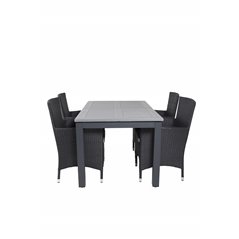 Albany Table - 152/210 - Black/Grey+Malin Armchair - Black/Grey_4