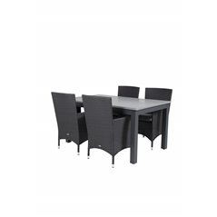 Albany Table - 152/210 - Black/Grey+Malin Armchair - Black/Grey_4