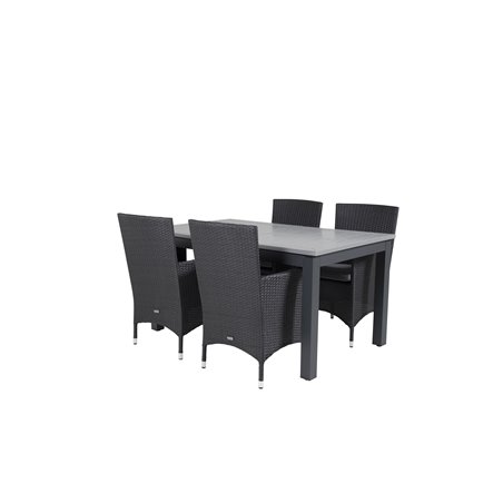 Albany Bord - 152/210 - Sort / Grå + Malin Lænestol - Sort / Grå_4