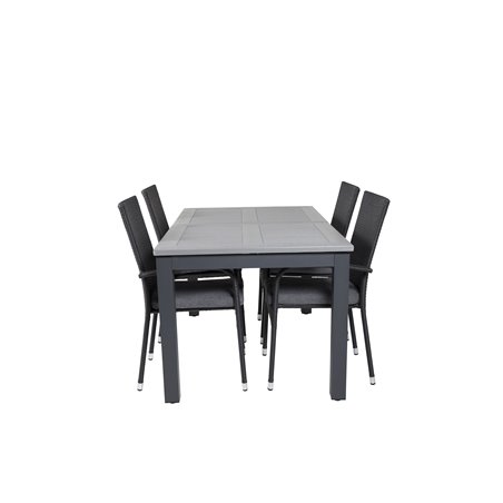 Albany Table - 152/210 - Black/Grey+Anna Chair - Black_4