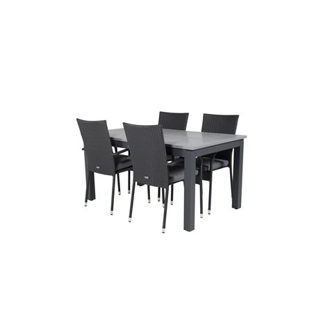 Albany Bord - 152/210 - Sort / Grå + Anna Stol - Sort_4