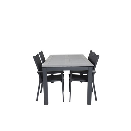 Albany Table - 152/210 - Black/Grey+Parma Chair - Black/Grey_4