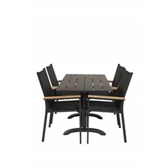 Denver 70*120 Black/Black, Texas Chair - Black/Teak_4