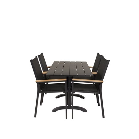 Denver 70*120 Black/Black, Texas Chair - Black/Teak_4