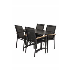 Denver 70*120 Black/Black, Texas Chair - Black/Teak_4