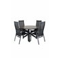 Llama Round Dining Table 120 - Black Alu/Brown HPL, Copacabana Recliner -tuoli